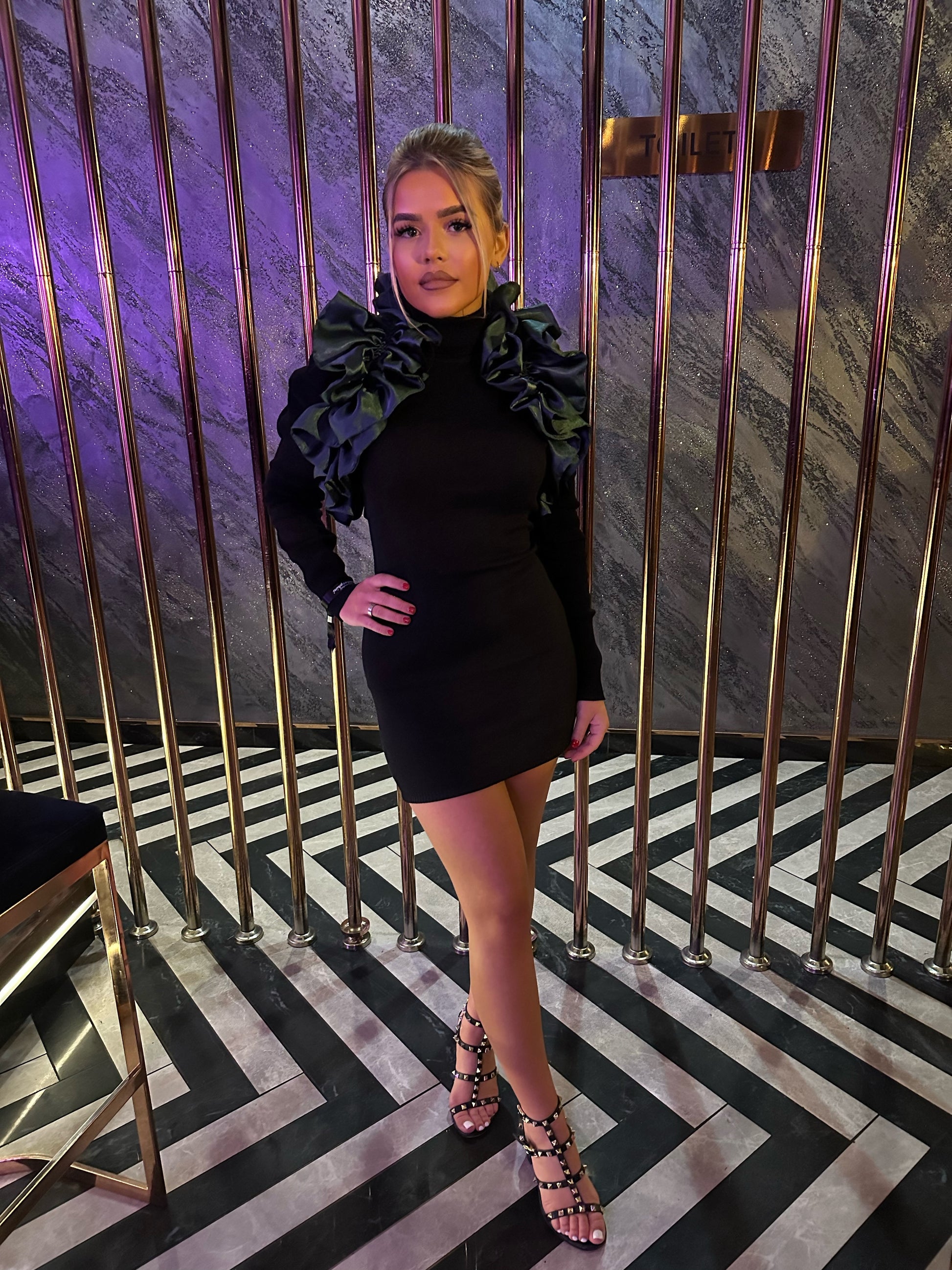 THE MISSY DRESS EMERALD GREEN RUFFLE